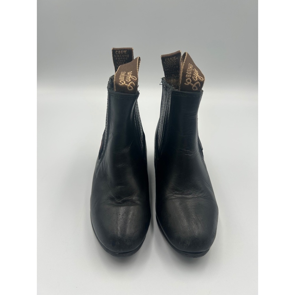 Botines Laryin Kids Black Leather Western Chelsea Pull On Boots Size 12.5